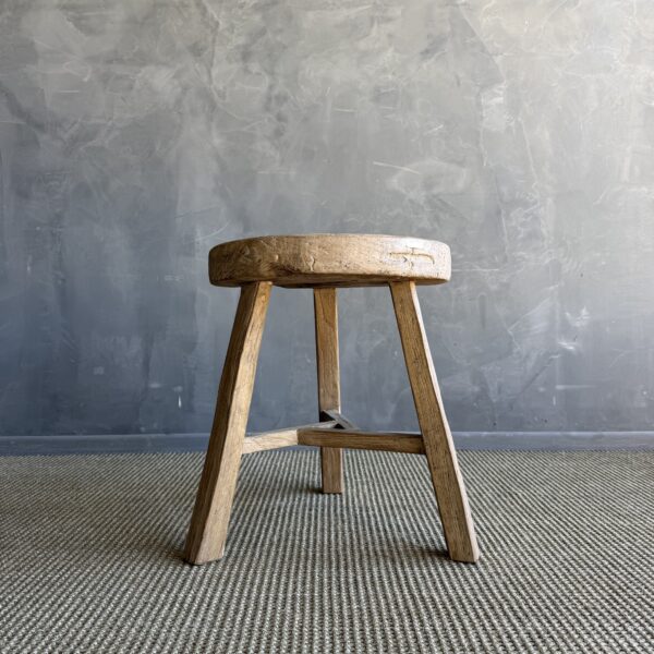 Vintage Elm Wood Chop Block Table #M45