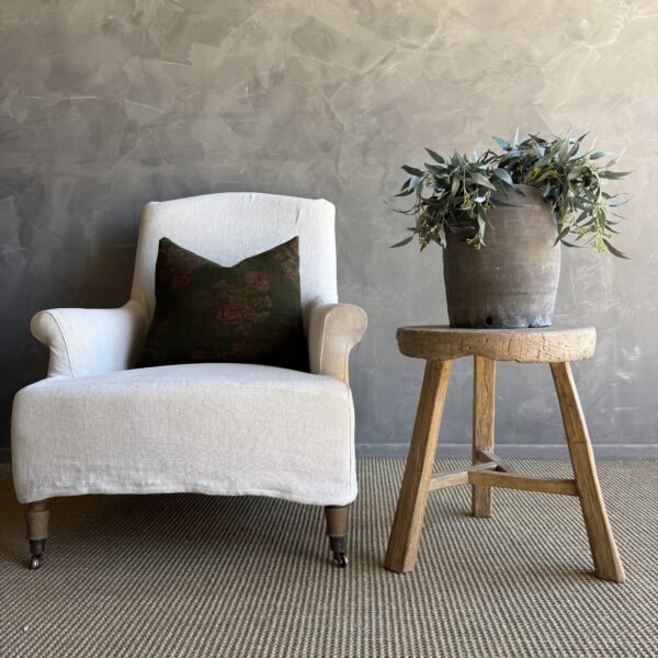 Vintage Elm Wood Chop Block Table #M45