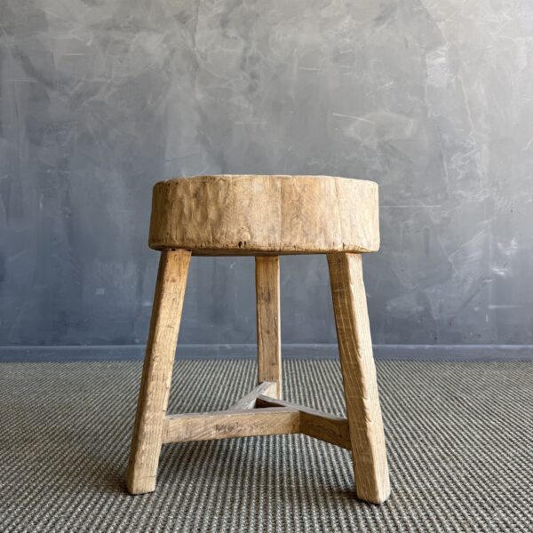 Vintage Elm Wood Chop Block Table #N32