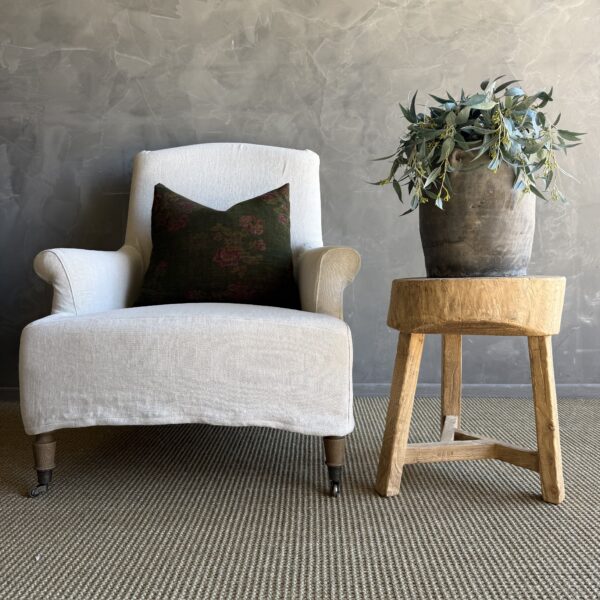 Vintage Elm Wood Chop Block Table #N32