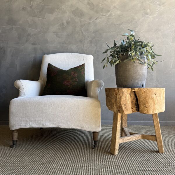 Vintage Elm Wood Chop Block Table #O94