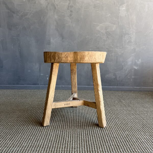 Vintage Elm Wood Chop Block Table #P14