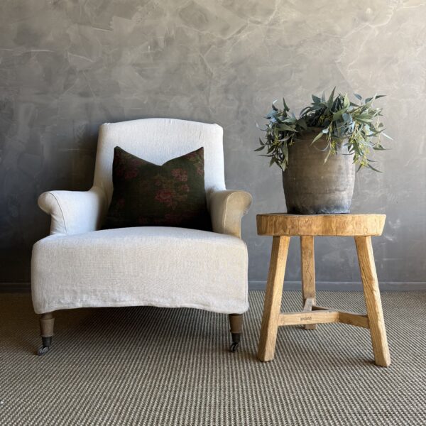 Vintage Elm Wood Chop Block Table #P14