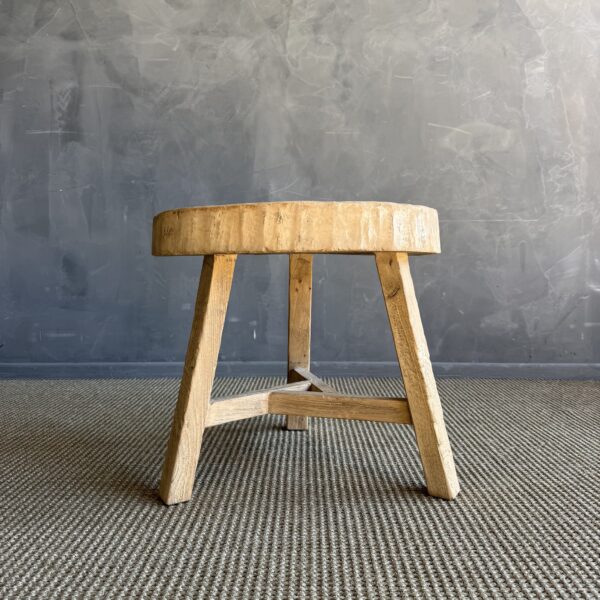 Vintage Elm Wood Chop Block Table #Q53