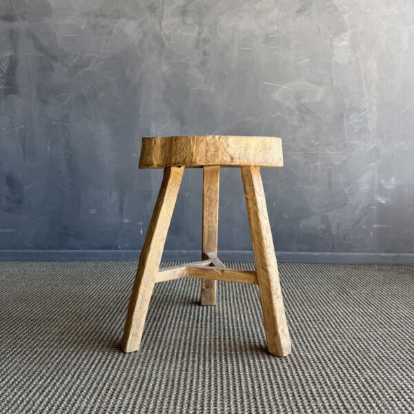 Vintage Elm Wood Chop Block Table #R55