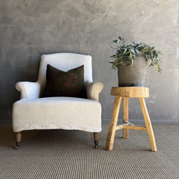 Vintage Elm Wood Chop Block Table #R55