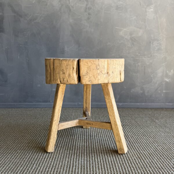 Vintage Elm Wood Chop Block Table #S89