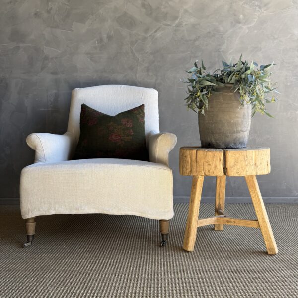 Vintage Elm Wood Chop Block Table #S89