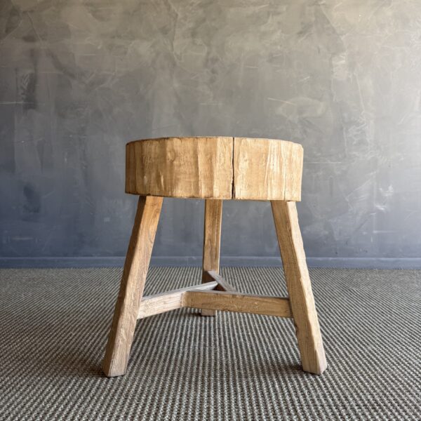 Vintage Elm Wood Chop Block Table #T27