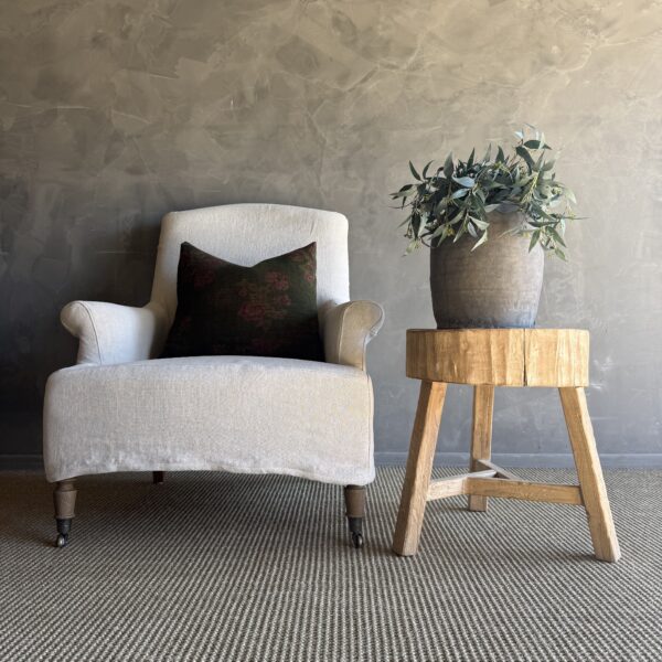 Vintage Elm Wood Chop Block Table #T27