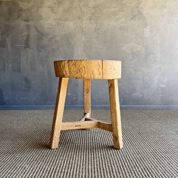 Vintage Elm Wood Chop Block Table #U34