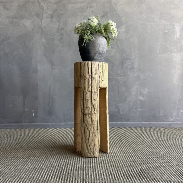 Kona Carved Elm Wood Stump Side Table #B89