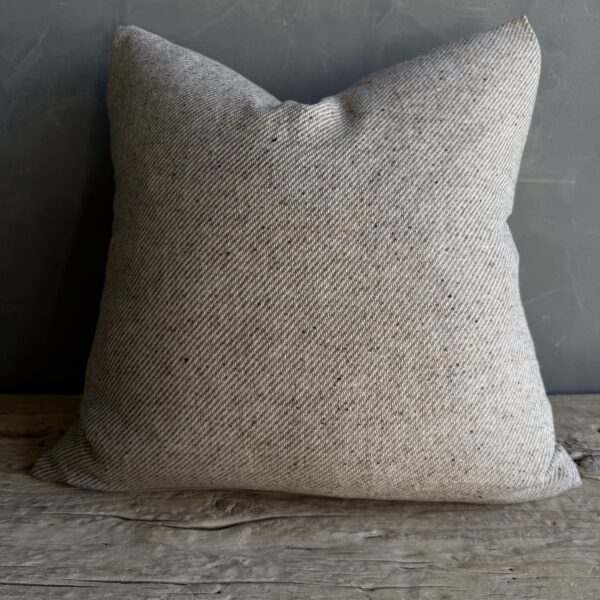 Custom Made Beige Wool Pillow with Brass zipper
