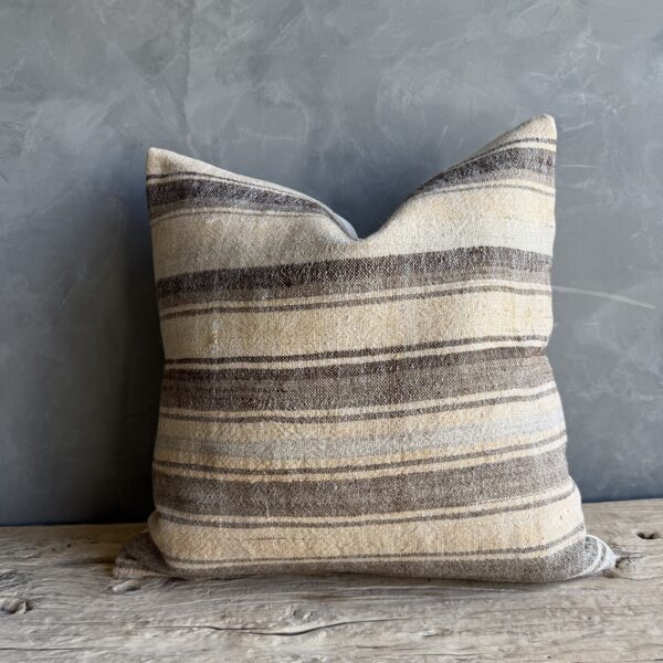 Vintage Turkish Rug Hemp Pillow #22L