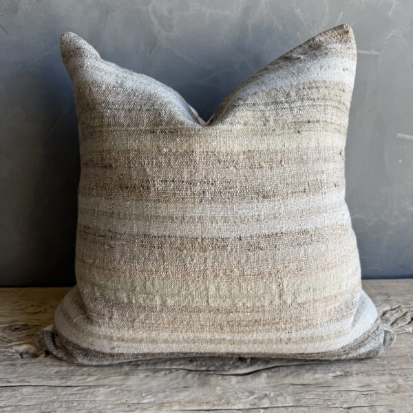 Vintage Turkish Rug Hemp Pillow #22R