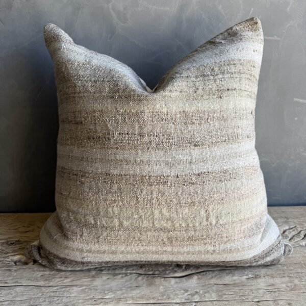 Vintage Turkish Rug Hemp Pillow #22R