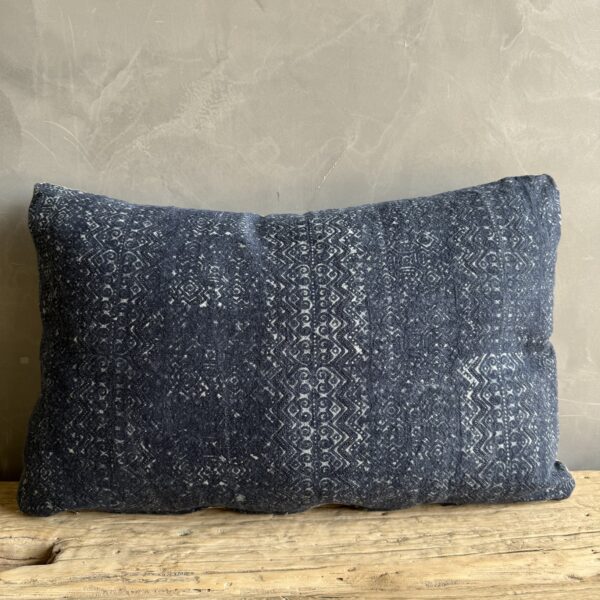 Vintage Navy African Cloth Textile Lumbar Pillow