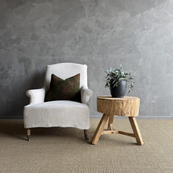 Vintage Elm Wood Chop Block Table #9A0