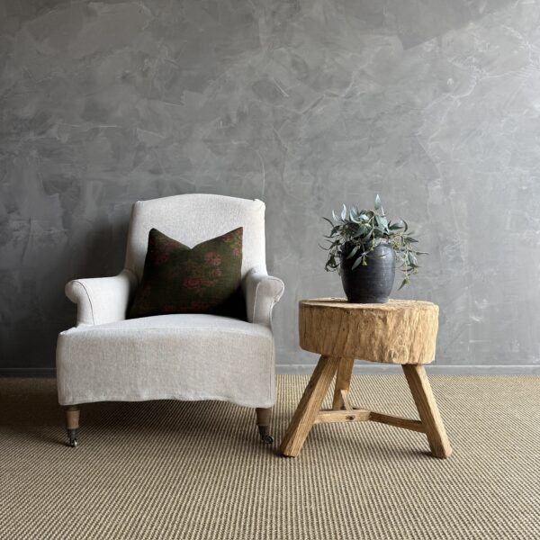 Vintage Elm Wood Chop Block Table #9A0