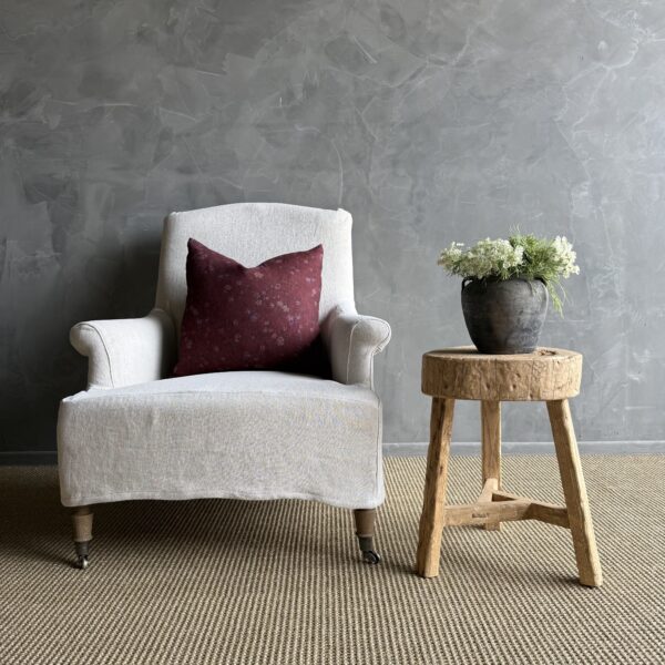 Vintage Elm Wood Chop Block Table #3C7