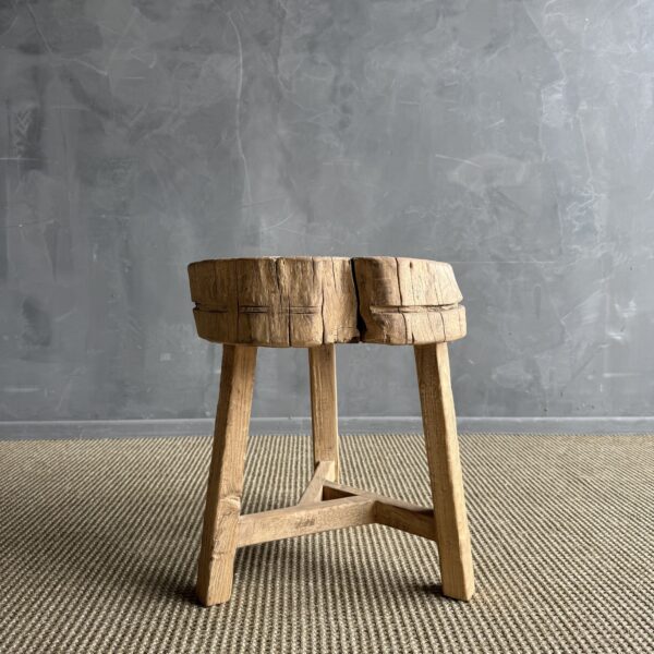 Vintage Elm Wood Chop block Table #2D9