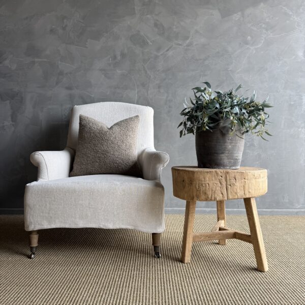 Vintage Elm Wood Chop Block Table #9E7