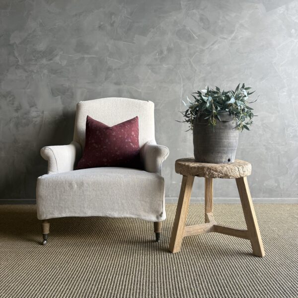 Vintage Elm Wood Wheel Side Table #4A9