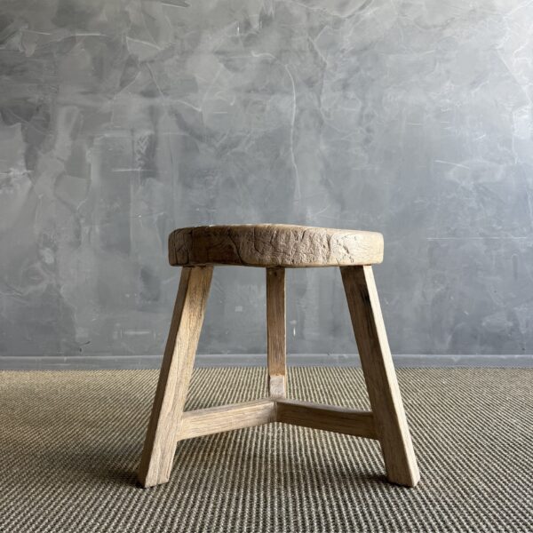 Vintage Elm Wood Wheel Side Table #4C2