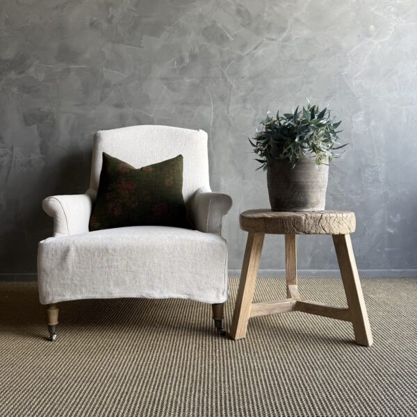 Vintage Elm Wood Wheel Side Table #4C2