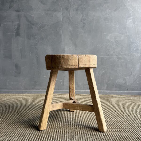 Vintage Elm Wood Chop Block Table #22A