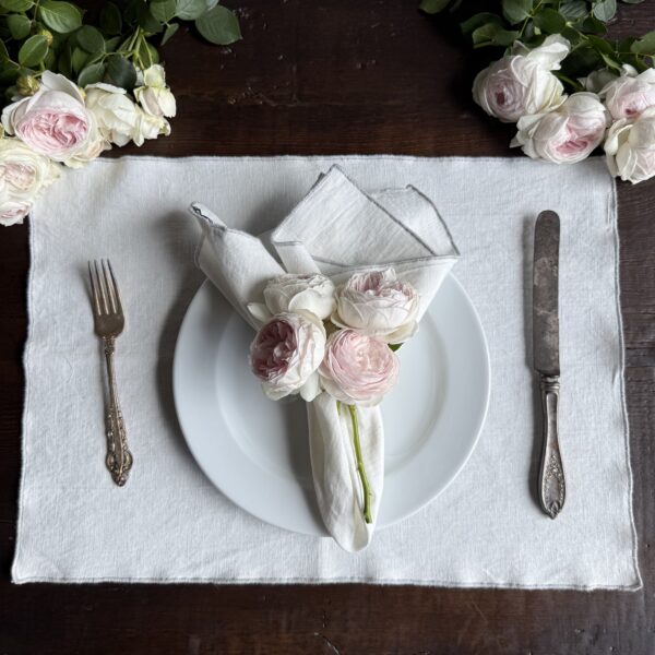 French Linen Placemat -White Gray