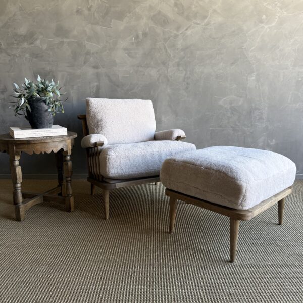 Frances Sheepskin Ottoman - Montana Brown