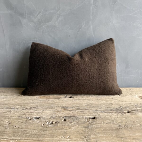 Dark Brown Wool Lumbar Pillow 12" x 20"