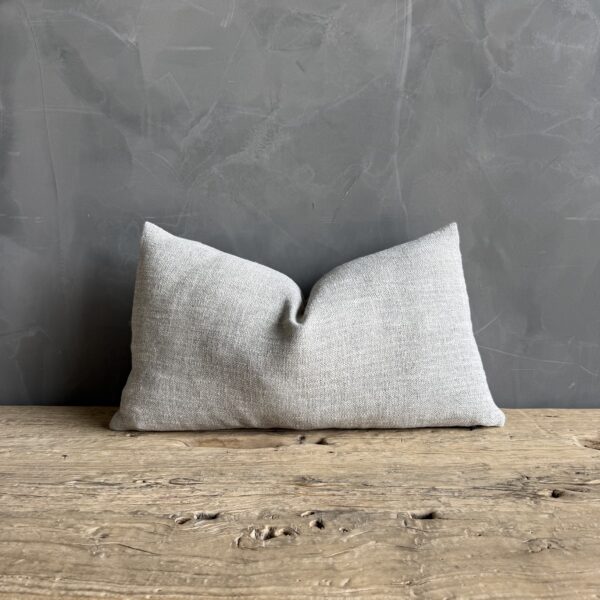 Belgian Otis Linen Lumbar Pillow in Snow 12 x 20