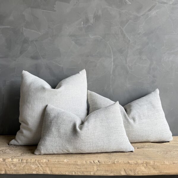 100% Belgian Otis Linen Snow Lumbar Pillow 12" x 20"