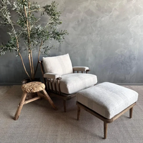 Frances Cafe Noir Stripe Ottoman - Montana Brown