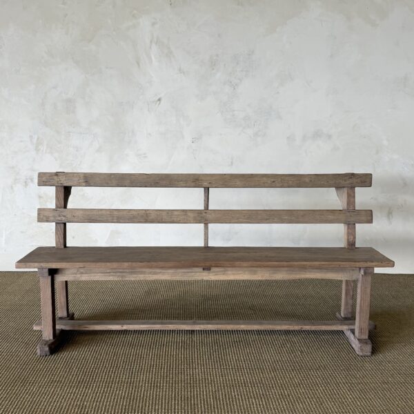 Vintage Elm Wood School House Bench