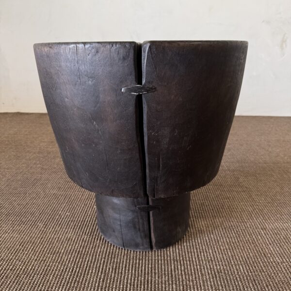 Vintage Reclaimed Walnut Carved Side Table