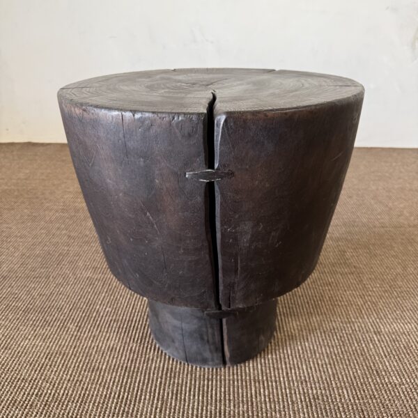 Vintage Reclaimed Walnut Carved Side Table