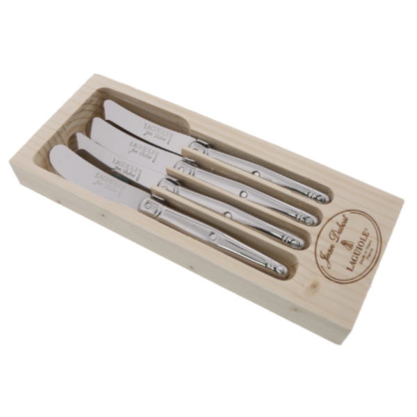 Jean Dubost 4 Stainless Steel Spreaders in Tray