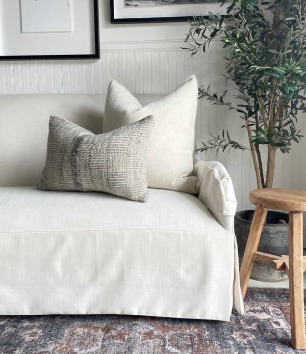 Bouclette French Wool Accent Pillow- Blanc