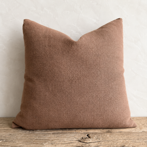 100% Stone Washed Linen Pillow - Havane