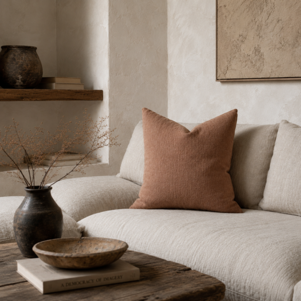 100% Stone Washed Linen Pillow - Havane