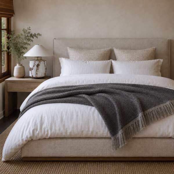 Belgium Linen & Wool Throw – Dark Grey
