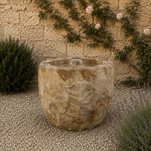 Antique Limestone Trough 51226L 20" Dia