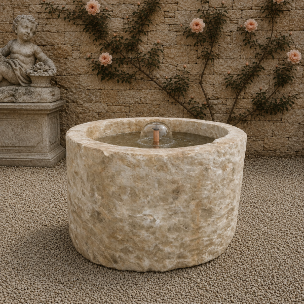 Antique Limestone Trough 5526E 28″ Dia