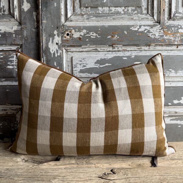 French Linen Lumbar - Vichy Havane