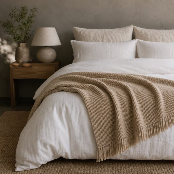 Amari Wool Bed Scarf Throw - Havane