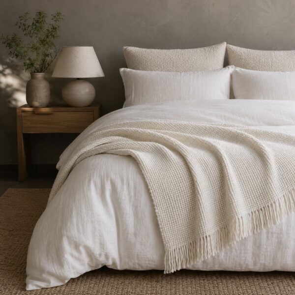 Amari Bed Scarf Throw - Off white
