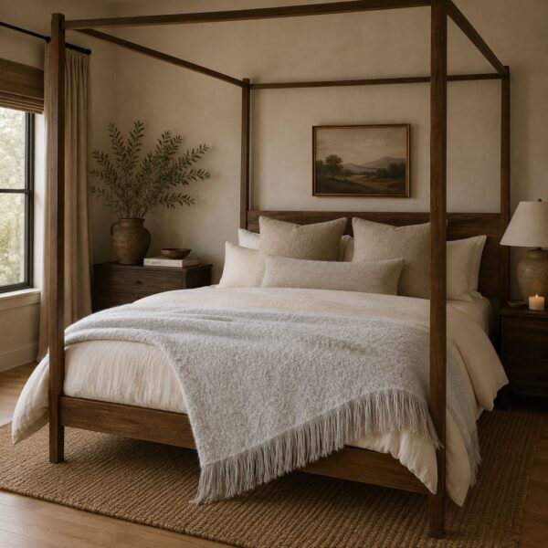 Belgium Linen & Wool Throw - Cream